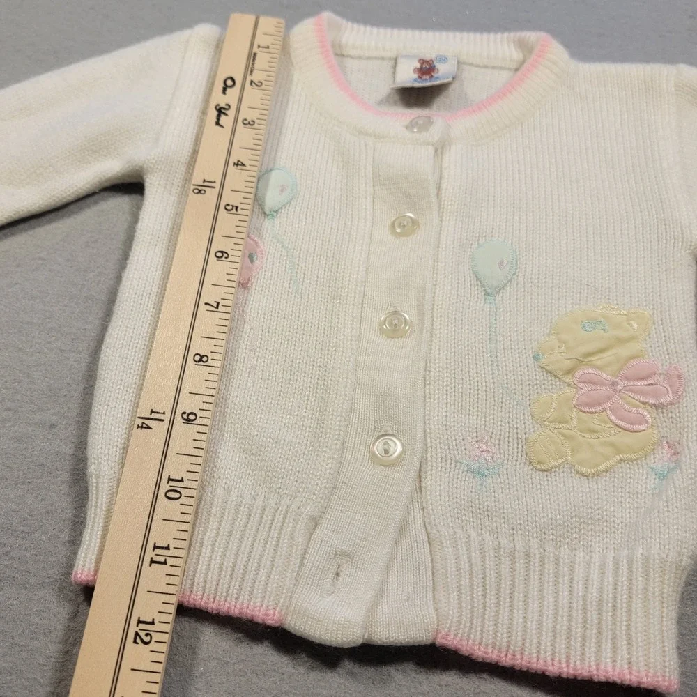 Vintage Snuggle Alert‎ 12M Baby Cardigan Sweater Pastel Taiwan 80s Cute Knit - Picture 10 of 11